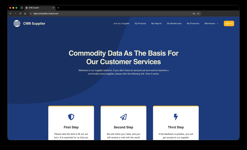 CMB Supplier Landing Page — Join as a Supplier Onboarding